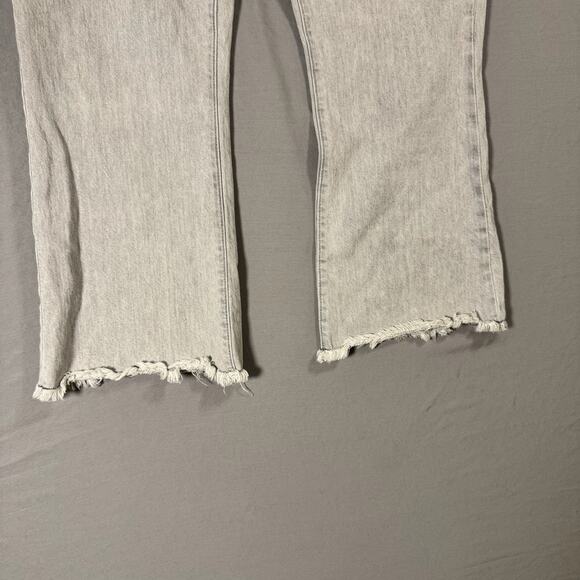 Loft Women's High Rise Kick Crop Jeans in Gray Wash Frayed Hems Stretch- Size 12 - Picture 5 of 9